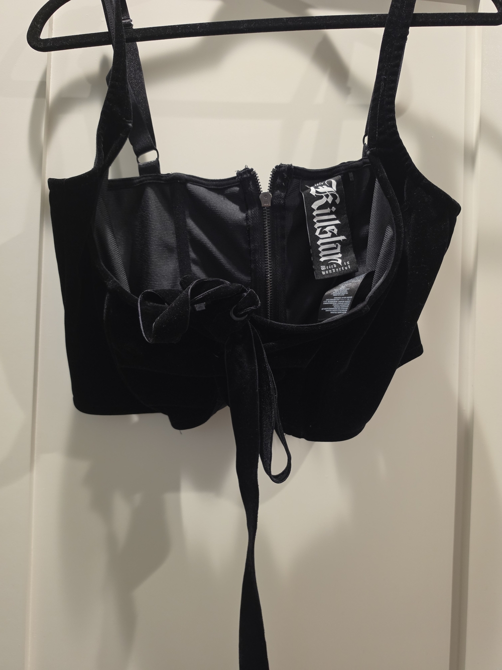 Killstar Black Velvet Tie-Front Underbust Top